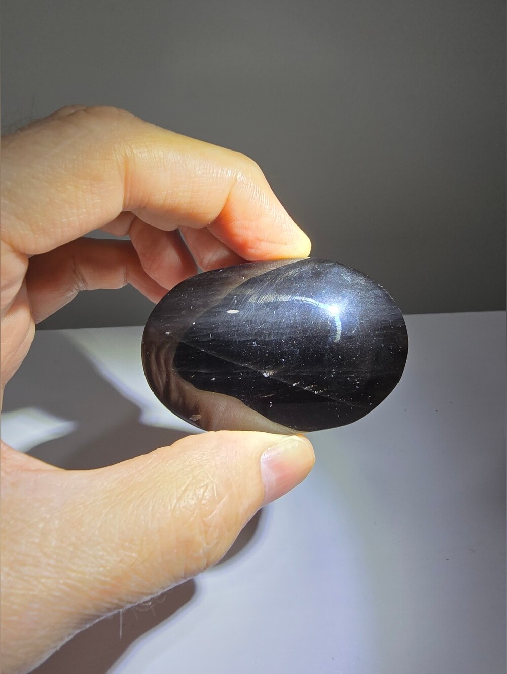 Silver Sheen Obsidian Crystal Palmstone #E